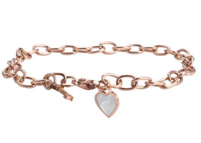 China Titanium steel peach heart shell bracelet female vacuum plating 18k gold jewelry Bohemian hand string key pendant for sale