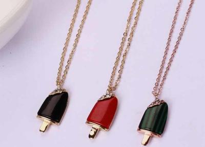 China Summer titanium steel ice cream bar necklace 18K rose gold exquisite collarbone chain cute accessories for sale