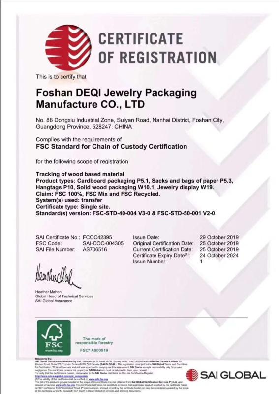 FSC - Foshan Deqi Jewelry Packaging Manufacture Co., Ltd.