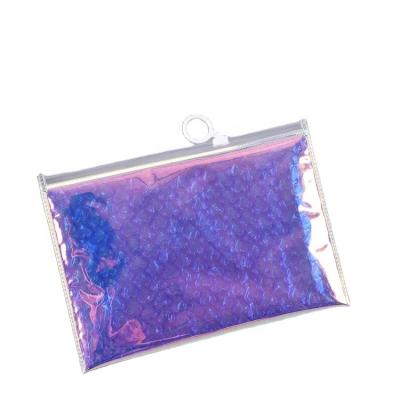 China NATIONAL Clear Colored Holographic Laser Bubble Zipper PVC Cosmetic Bag Make Up Bag for sale