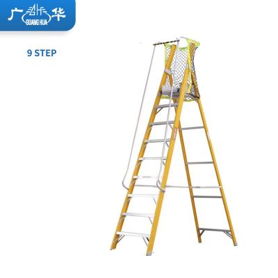 China Folding Ladders 9 STEP Electricity Full FRP Fiberglass Electric Insulating Ladder Application for sale