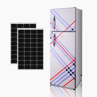 China Built-in DC Compressor Freezer 12V/24V DC Compressor Solar Energy Sun DC Lithium Battery Single-Temperature Double-Door Refrigerator for sale