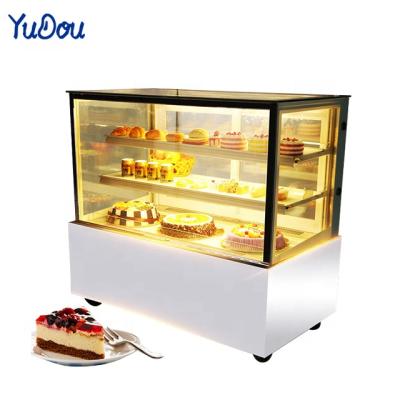 China Hot Sale Single-temperature Cake Display Fridge Bakery Refrigerator Cake Cabinet Showcase For Shop Glass Sliding Door 304/201 Stainless Steel for sale