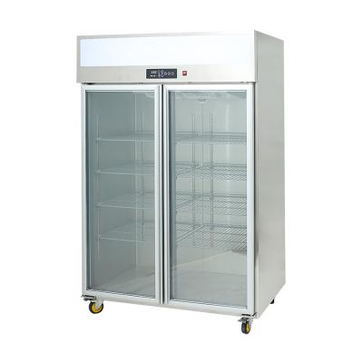 China New Design 1035L Commercial Double-temperature Kitchen Double Layer Glass Door Fan Cooling Fridge Refrigerator With CE ROSH for sale