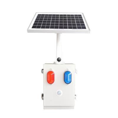 China Metal Emergency Industrial Solar Sound and Light Alarm Radio Waterproof with Alarm Sensor Infrared Red and Blue Flashing Light for sale