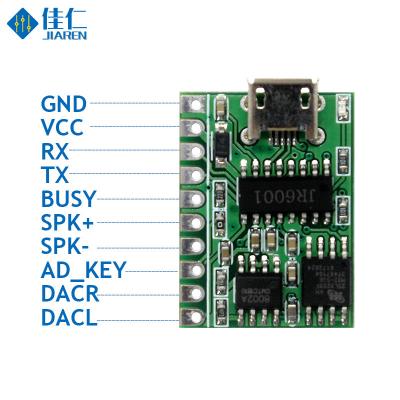 China Public places JR6001 2-wire interface UART USB control voice periodic module noise warning for MP3/WAV player for sale