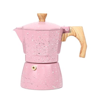 China High Quality Hot Water System Stovetop Moka Pot Espresso Coffee Maker With Wooden Handle for sale