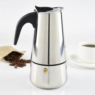 China Outdoor Stainless Steel Italian Stovetop Espresso Latte Coffee Maker Moka Percolator Pot for sale