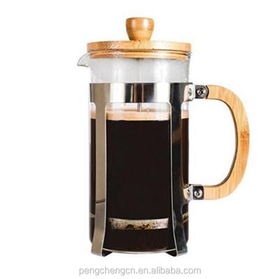 China Sustainable Borosilicate 1000ml Hot Selling Bamboo French Press Coffee Glass Plunger for sale