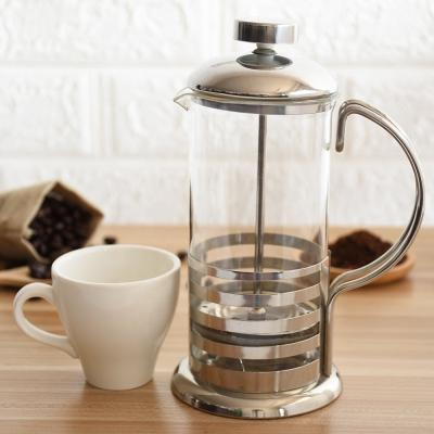 China Brew Coffee/Tea Maker Heat Resistant Glass Coffee French Press with Stainless Steel Strip for sale