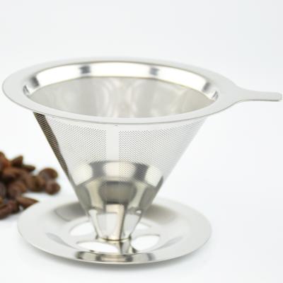 China Reusable Stainless Steel Sustainable Paperless Coffee Filter Pour Over Drip Micron Coffee Dripper for sale