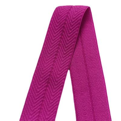 China Custom Made High Quality Nylon 2CM Matte Elastic Herringbone Ply Elastic Factory Strap for sale