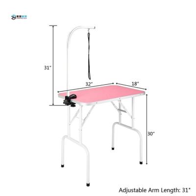 China New Design Sustainable Hot Pink Best Cat Grooming Table Pet Veterinary Operation Tables With Arm for sale