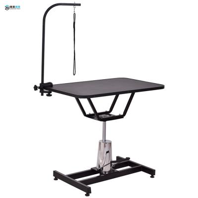 China Sustainable Stable Hydraulic Lift Patern Printing Dog Grooming Table With Metal Leg for sale