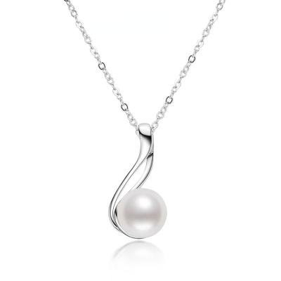 China FASHIONABLE Natural Pearl S925 Sterling Silver Pearl Necklace set10mmFreshwater White Pearl Pendant Necklace For Women for sale