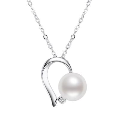 China FASHIONABLE Sterling Silver Heart-Shaped Silver White Pearl Necklace Temperament S925 Natural Pearl Maiden Pearl Pendant for sale