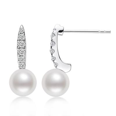 China TRENDY Sterling Silver Pearl Fashion Stud Earrings For Women6-6.5mmPerfect Circle Pearl Earrings for sale