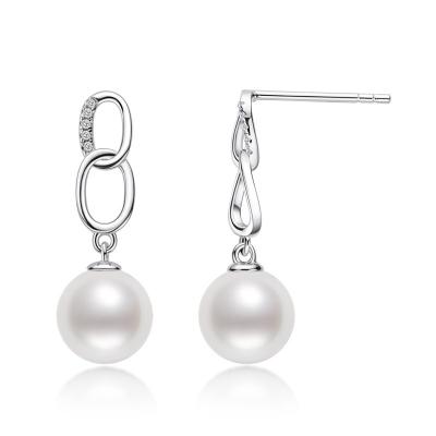 China TRENDY Silver Pearl Earring Studs New Product8Word CircleFreshwater Sterling Pearl Silver Pearl Earrings Women's Pearl Border Earrings for sale