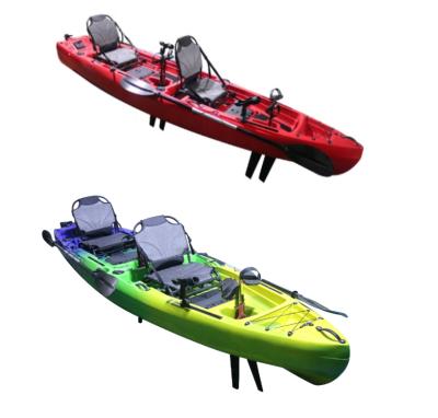 China Double Seat FIN Pedal Kayak Lldpe or Professional Custom HDPE Foot Pedal Fishing Two Person Kayak for sale