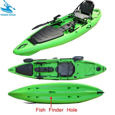 China LLDPE or HDPE Vicking 11.8' Sit On Top Foot Rest Plastic Fishing Kayak with Rudder for sale