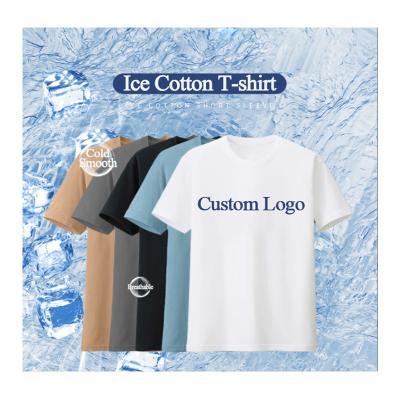 China Wholesale Custom Made Double Sided Unisex T Shirts Breathable Ice Silk Cotton Cool Silky Smooth Cotton Feeling Plus Size T Shirt For Women Men for sale