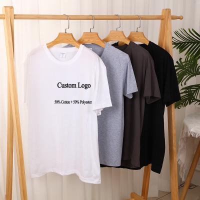 China 2023 Solid Color Round Neck Polyester Breathable High Quality Sublimation White Graphic Short Sleeve Unisex 100% Sport T-Shirt For Men for sale