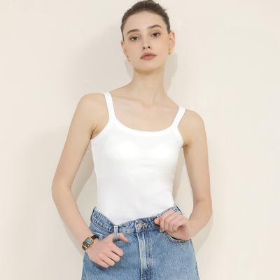 China Breathable Women Sexy Tank Top Camisole With Chest Protector Bra Bustier Bralette Top Solid Color Built In Bra Padded Camisole Ladies Beach Tops for sale