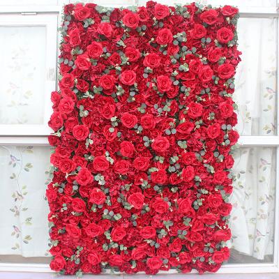 China Home Decoration Room Decor Wall Decor M184 Party Wedding Flower Walls Artificial Silk Rose Hydrangea Flower Panel Wall Red 3D Flower Wall Panel Backdrop for sale