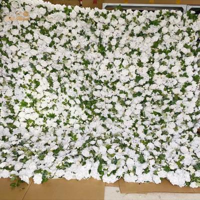 China Luxury Home Decor Room Decor Wall Decor M416 Wedding Wrap Artificial Silk Flower Wall Panel Backdrop 3D DIY Flower Wall Decor Fabric Ivory White Flower Wall zu verkaufen