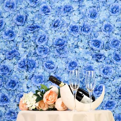 China L032 3D Touch Fabric Flower Wall Wedding Decoration Backdrop Colorful Blue Artificial Flower Wall Panel Backdrop Natural Effect Real Touch à venda