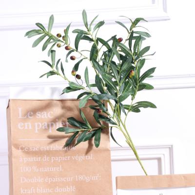 China M138 Silk Plastic Branch Long Olive Stem Plant Greenery Artificial Olive Branches With Fruits Olive For Indoor Home Wedding Decor for sale