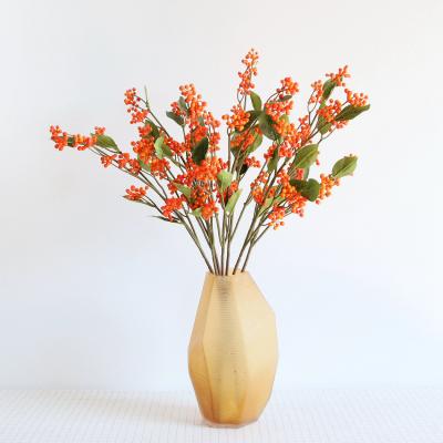 Китай Berry Spray Picks Yellow Orange Stems M139 Party Home Decor Silk Berry Artificial Flower For Wedding Berry Bouquet Stems продается