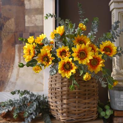 Китай R067 5Head Wholesale Silk Sunflowers Decor Artificial Silk Flower Bouquet Decorations продается