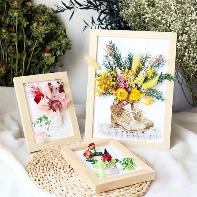 China Natural Flowers and Artificial Plants R058 Flowers Dry Natural Flower Pack of Wooden Photo Frame Diy Flower Frame Photo Frame Decor à venda