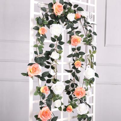 China R216 Artificial Silk Rose Vines Leaves Decorative Flowers and Christmas Wreaths Autumn Wreath en venta