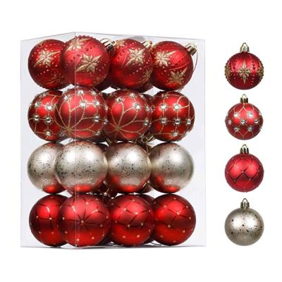 China Christmast ornament a box of 6cm*24, necessary decorations for festival atmosphere, match freely, decorative painted Christmas PS balls for sale