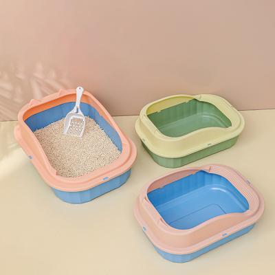 China Large Thickened Semi-closed Cat Litter Basin Cat Toilet Cat Litter Box Pet Supplies Anti-splash Trash Can Viable for sale