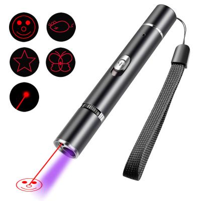 China Viable Hot Sale Foam 5 Models Hot Selling Violet Light Detection Pet Cat Usb Rechargeable Laser Pen Cat Teasing Laser Pointer Toy Black for sale