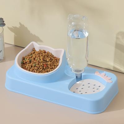 China Cat Bowl Water Dispenser Automatic Pet Bowl Wet No-Spill Drinking Water Mouth Pet Bowl Anti-Spill Food Feeder for sale