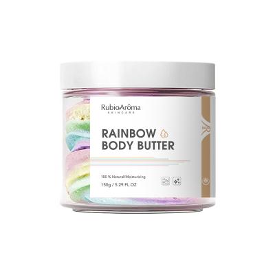 China High Quality Moisturizing Rainbow Body Butter Moisturizer Natural Organic Vegan Strawberry Scented Raw Whipped for sale