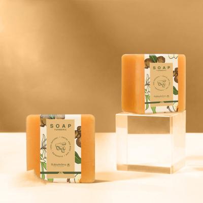 China Private Label Basic Cleansing 100% Natural Organic Hand Whitening Moisturizing Cleansing Face And Body Turmeric Handmade Soap for sale