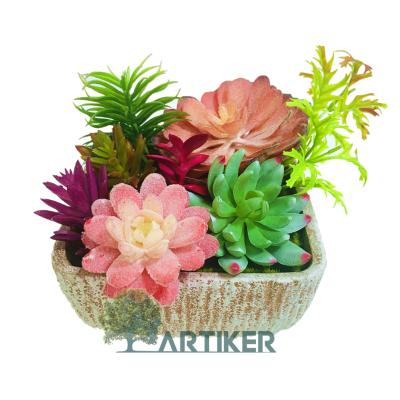 China Wholesale Home Outdoor Decorative Small Mini Indoor Decorative Artificial Succulents Amazon Potted Plants for sale