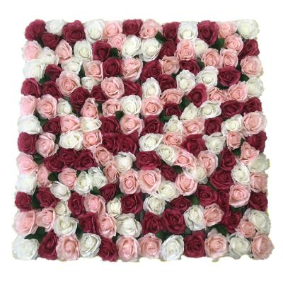 China Eco-friendly Cheaper Price Hydrangea Rose Artificial Silk Backdrop Flower Wall For Wedding Decoration for sale