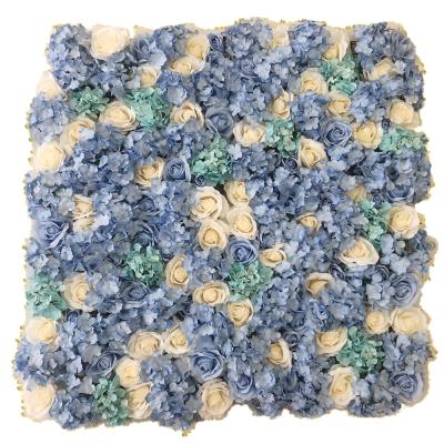 China Eco-friendly artificial wedding decoration backdrop rose and hydrangea flower wall carpet panel for sale for sale