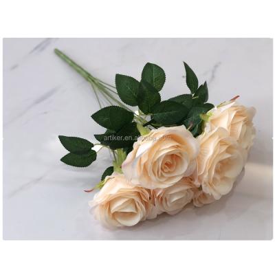 China Eco-friendly Artificial Silk Rose Flores Artificial Bouquets For Party Home Party Wedding Decoration For Party Artificial Flowers 7 Heads for sale