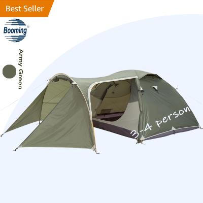 China Outdoor Camping 3 Tent 4 Person One Tent Bright Glamping Tent 210D Oxford PU3000mm One Bedroom Living Room Hiking Trekking Expedition Camping Tent for sale