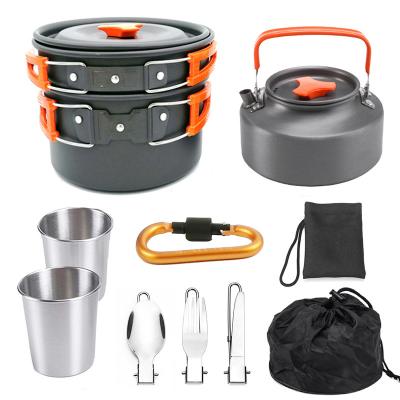 China Sustainable Outdoor Tea Kettle Set For 2-3 Person Camping Folding Pot Cooker Set for sale