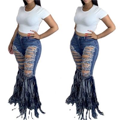 China Wholesale Women's Breathable Fringe Swept Jeans Pants Women's Plus Size Rocket Casual Jeans for sale