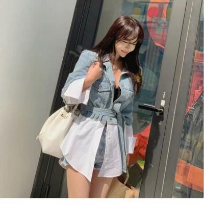 China Fashion Autumn Turn-Down Collar Breathable Warm Jeans Coat Women Blue Jeans Jackets And Coats for sale