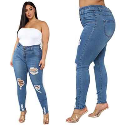 China 2020 breathable new fashion design denim pants wholesale women's jeans plus size pants and jeans for sale